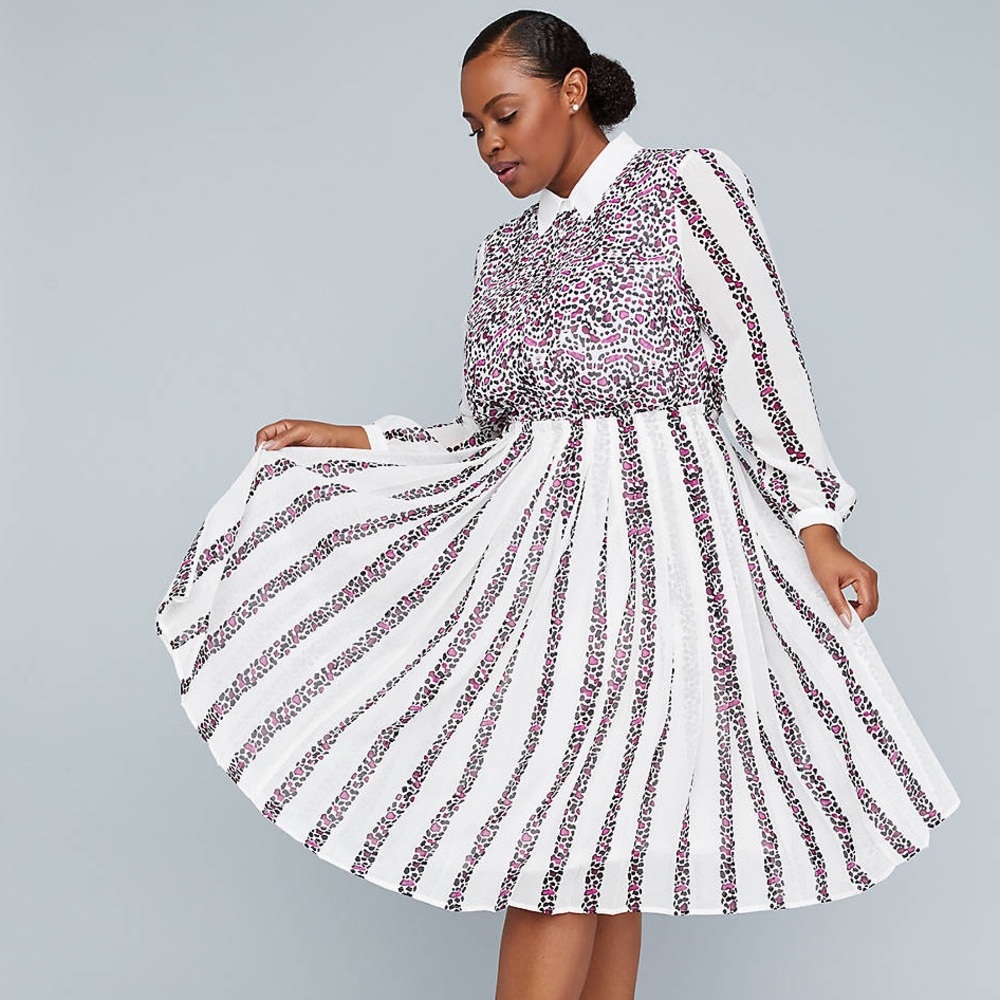 GWC x LB Pleated Mixed-Leopard Print Shirt Dress